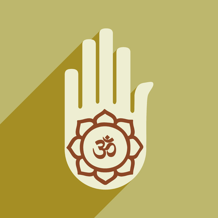 Modern flat icon with long shadow hand sign of omのイラスト素材