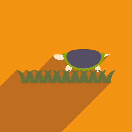 flat icon with long shadow ocean turtleのイラスト素材