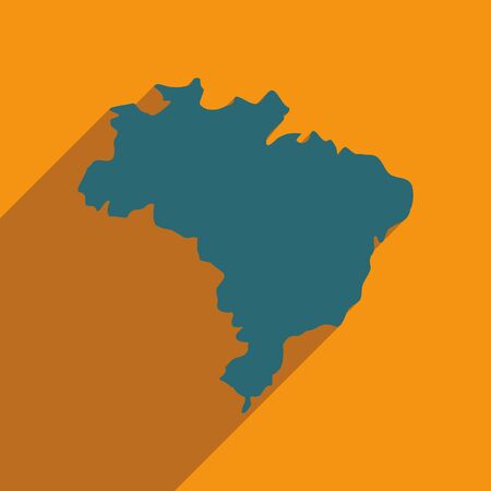 flat icon with long shadow map of Brazilのイラスト素材