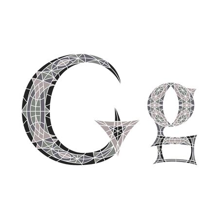 Low poly letter G in gray mosaic polygonのイラスト素材