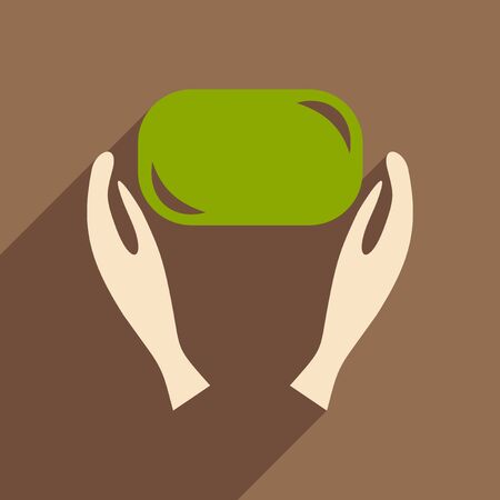 Flat with shadow icon and mobile application clean handsのイラスト素材