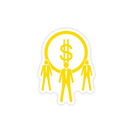 stylish sticker on paper coin and businessmenのイラスト素材