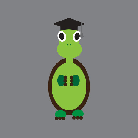 flat icon on gray background turtle cartoonのイラスト素材