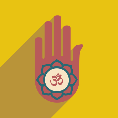 Modern flat icon with long shadow hand sign of omのイラスト素材