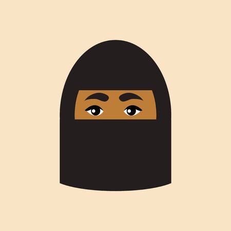 flat icon on white background Arab womanのイラスト素材