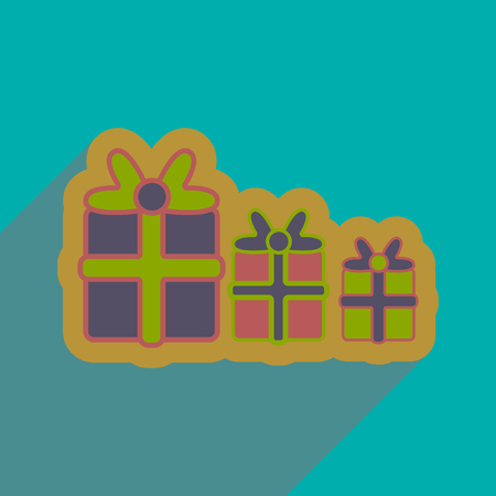 flat icon with long shadow Christmas presentsのイラスト素材
