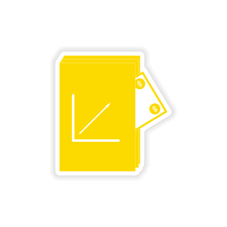 stylish sticker on paper Financial Report and moneyのイラスト素材