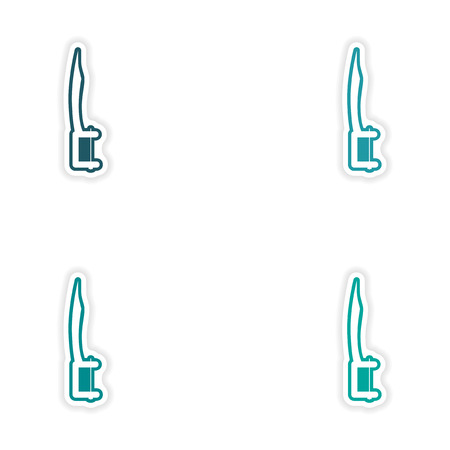 Set of paper stickers on white background dental instrumentのイラスト素材