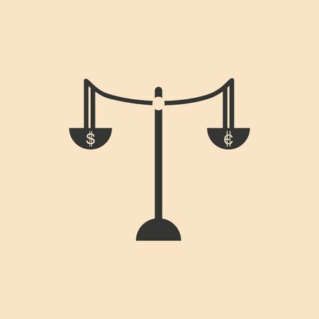 Flat in black and white Scales with moneyのイラスト素材