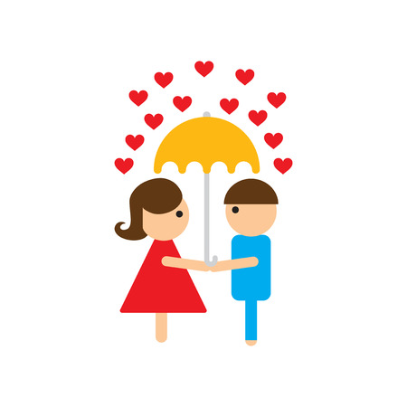 Flat web icon on white background man woman umbrellaのイラスト素材