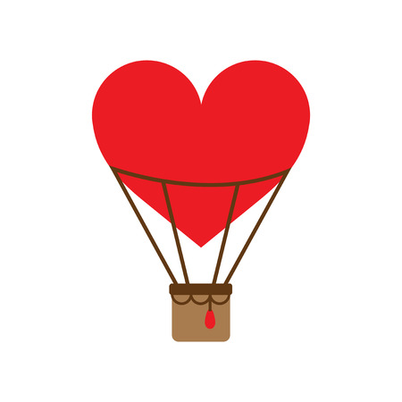 Flat web icon on white background air balloon heartのイラスト素材