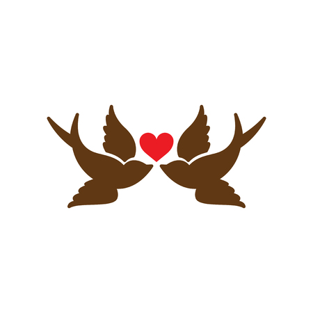 Flat web icon on white background birds heartのイラスト素材