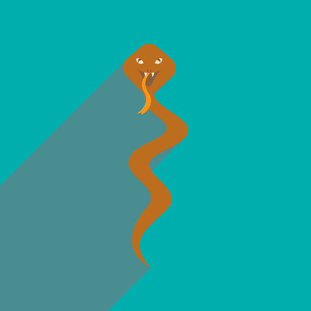 Modern flat icon with long shadow Indian cobraのイラスト素材