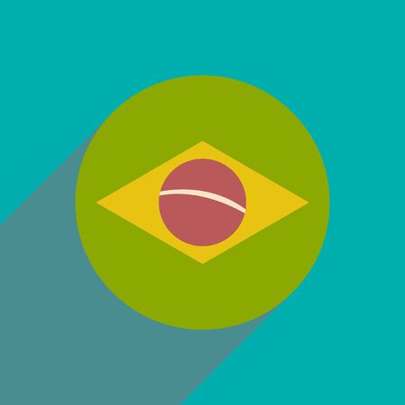flat icon with long shadow Brazilian flagのイラスト素材