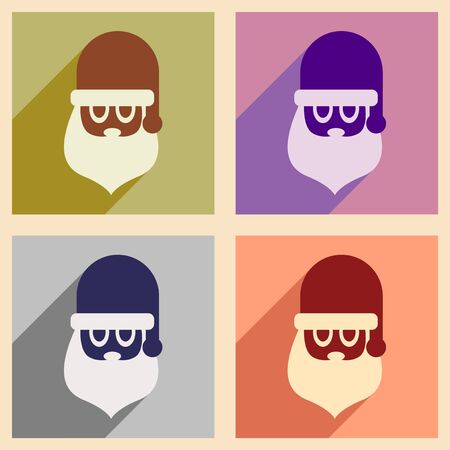 Set of flat icons with long shadow Santa Clausのイラスト素材