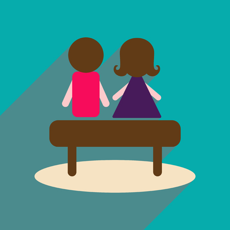 Flat web icon with long shadow man woman benchのイラスト素材