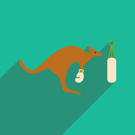 flat icon with long shadow kangaroo boxerのイラスト素材