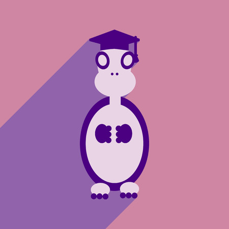 flat icon with long shadow turtle cartoonのイラスト素材