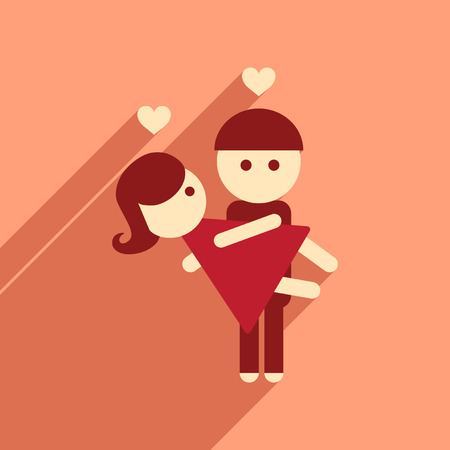 Flat web icon with long shadow pair of loversのイラスト素材