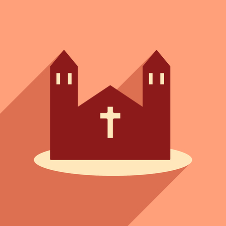 Flat web icon with long shadow churchのイラスト素材