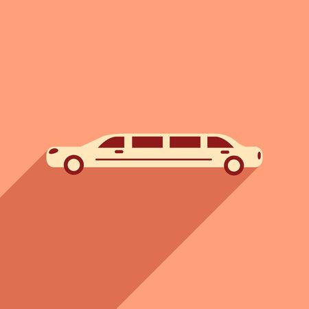 Flat web icon with long shadow limousineのイラスト素材