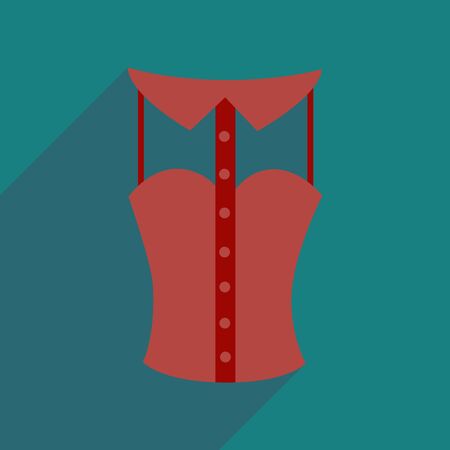 Flat icon with long shadow  lady blouseのイラスト素材