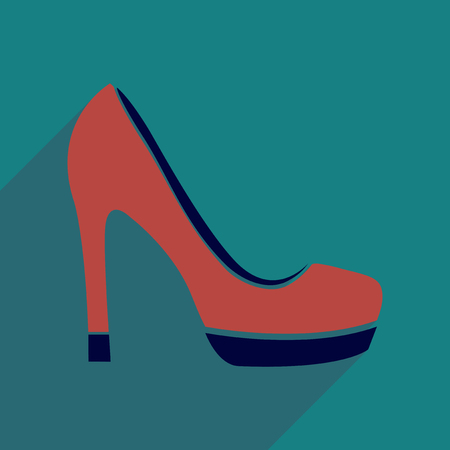 Flat icon with long shadow  stiletto heelsのイラスト素材