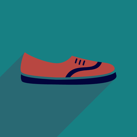 Flat icon with long shadow  moccasin shoesのイラスト素材