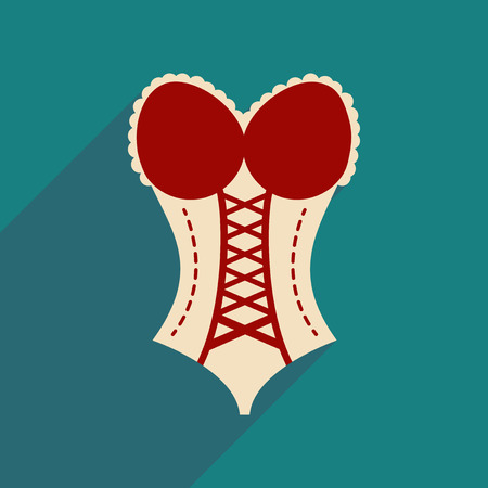 Flat icon with long shadow  Woman corsetのイラスト素材