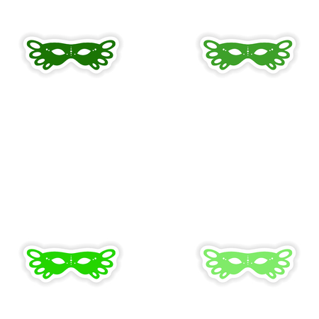 concept stylish paper sticker on white background carnival maskのイラスト素材
