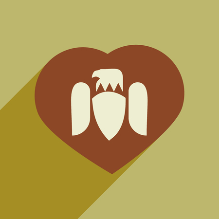 flat icon with long shadow eagle heartのイラスト素材