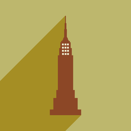 flat icon with long shadow American skyscraperのイラスト素材