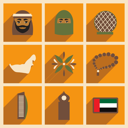 Concept flat icons with long shadow United Arab Emiratesのイラスト素材