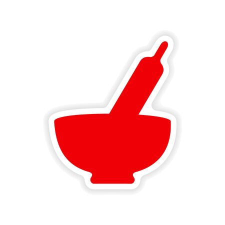 icon sticker realistic design on paper mortarのイラスト素材