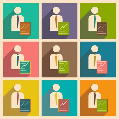 Modern flat icons vector collection with shadow businessman business papersのイラスト素材