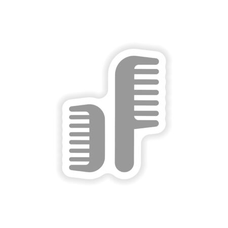 stylish paper sticker on white background combsのイラスト素材