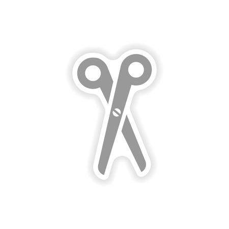 stylish paper sticker on white background scissorsのイラスト素材