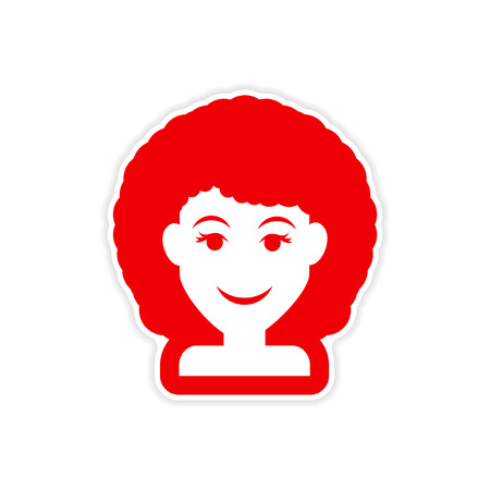 paper sticker on white background women's hairstylesのイラスト素材