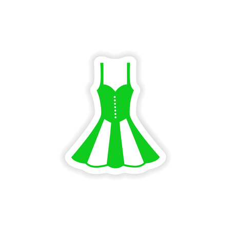 concept stylish paper sticker on white background dressのイラスト素材