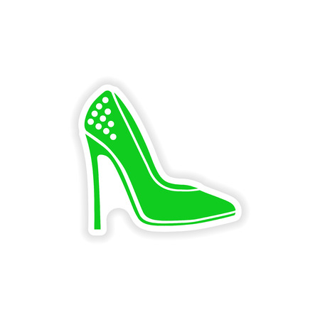stylish paper sticker on white background shoesのイラスト素材
