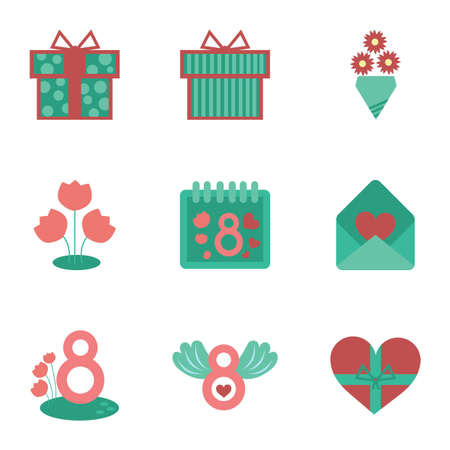 Concept of flat icons on white background  women's Dayのイラスト素材