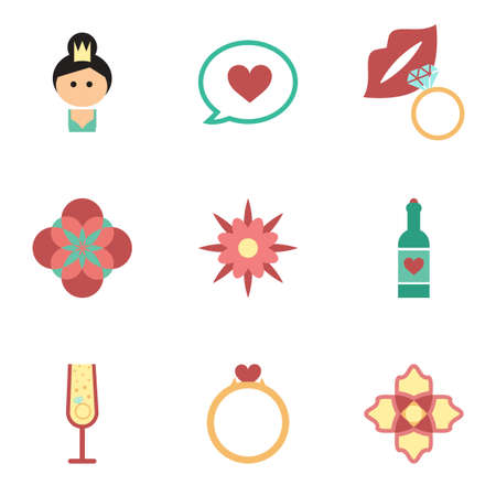 Concept of flat icons  on white background  Woman's Day giftsのイラスト素材