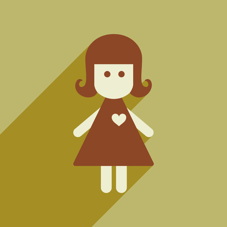 Flat web icon with long shadow girlのイラスト素材