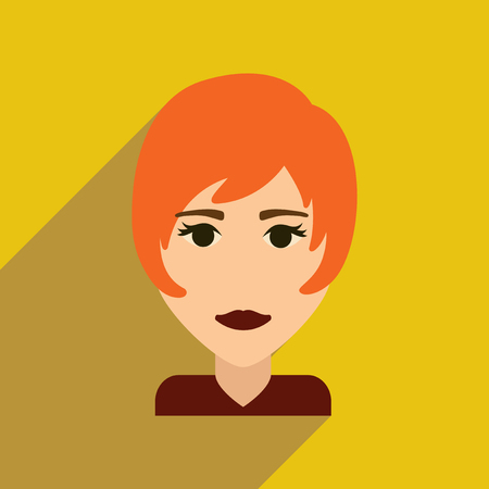 Flat web icon with long shadow women's haircutのイラスト素材