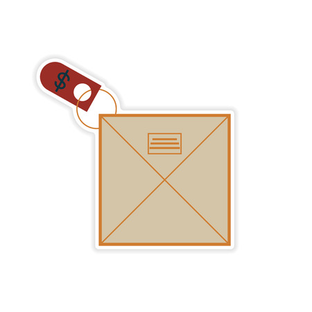 stylish sticker on paper envelope and moneyのイラスト素材