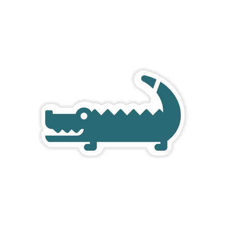 paper sticker Australian crocodile on white backgroundのイラスト素材