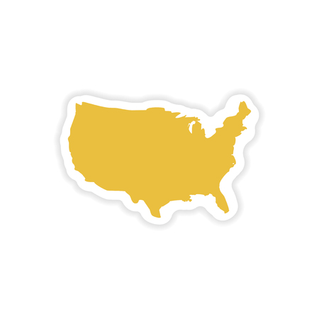 paper sticker map of USA on white backgroundのイラスト素材
