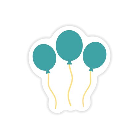 stylish paper sticker on white background balloonsのイラスト素材