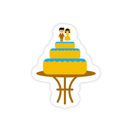 paper sticker on white background wedding cakeのイラスト素材