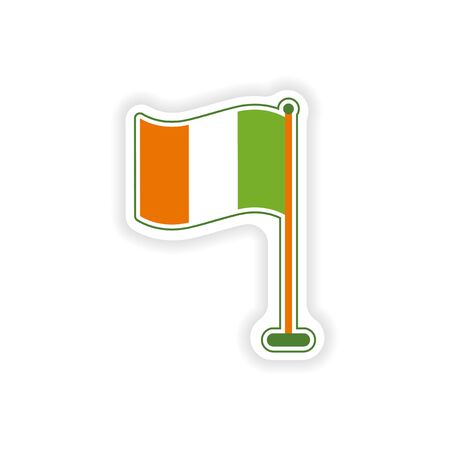 stylish paper sticker on white background flag Irelandのイラスト素材
